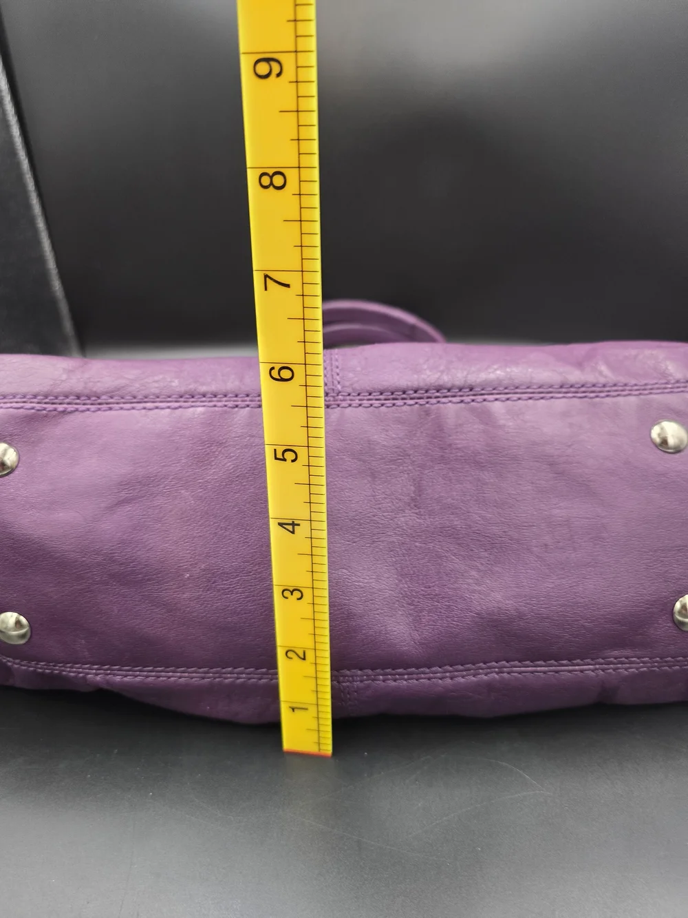Coach Purple Leather Pleated Satchel with Turnlock